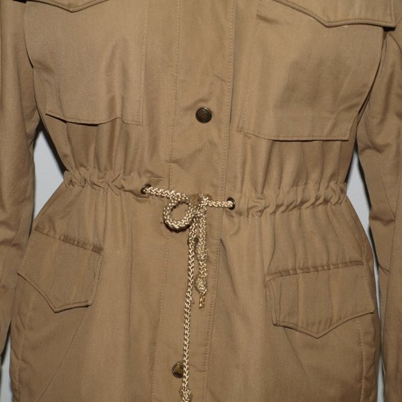 London fog string lined hooded military brown jacket M - Picture 4 of 16